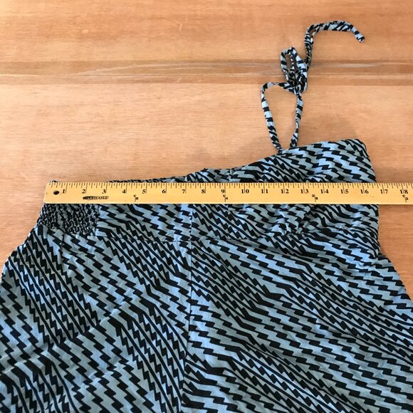 Kamohoalii Halter Top Women L Black Geometric Sleeveless Stretch Hawaiian 16526 - Picture 6 of 10